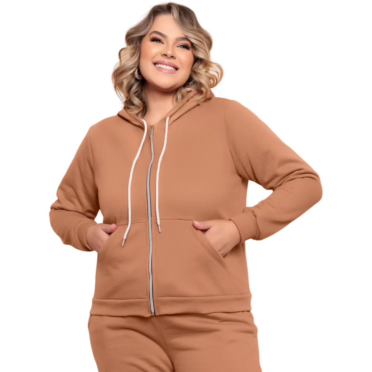 Casaco feminino moletom plus size