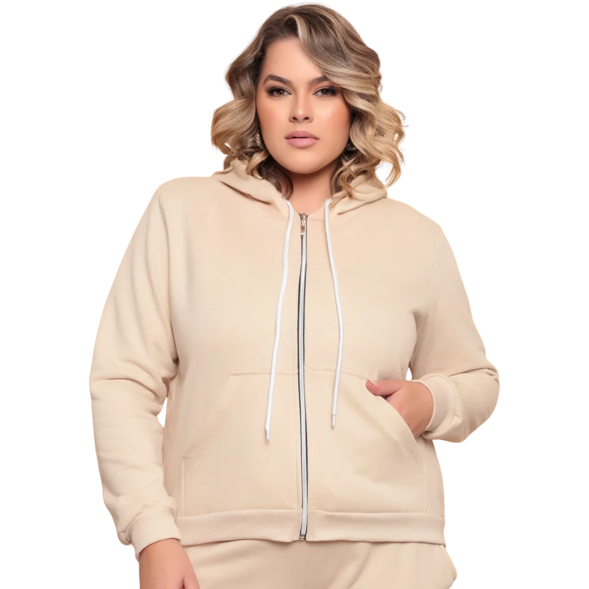 Casaco feminino moletom plus size