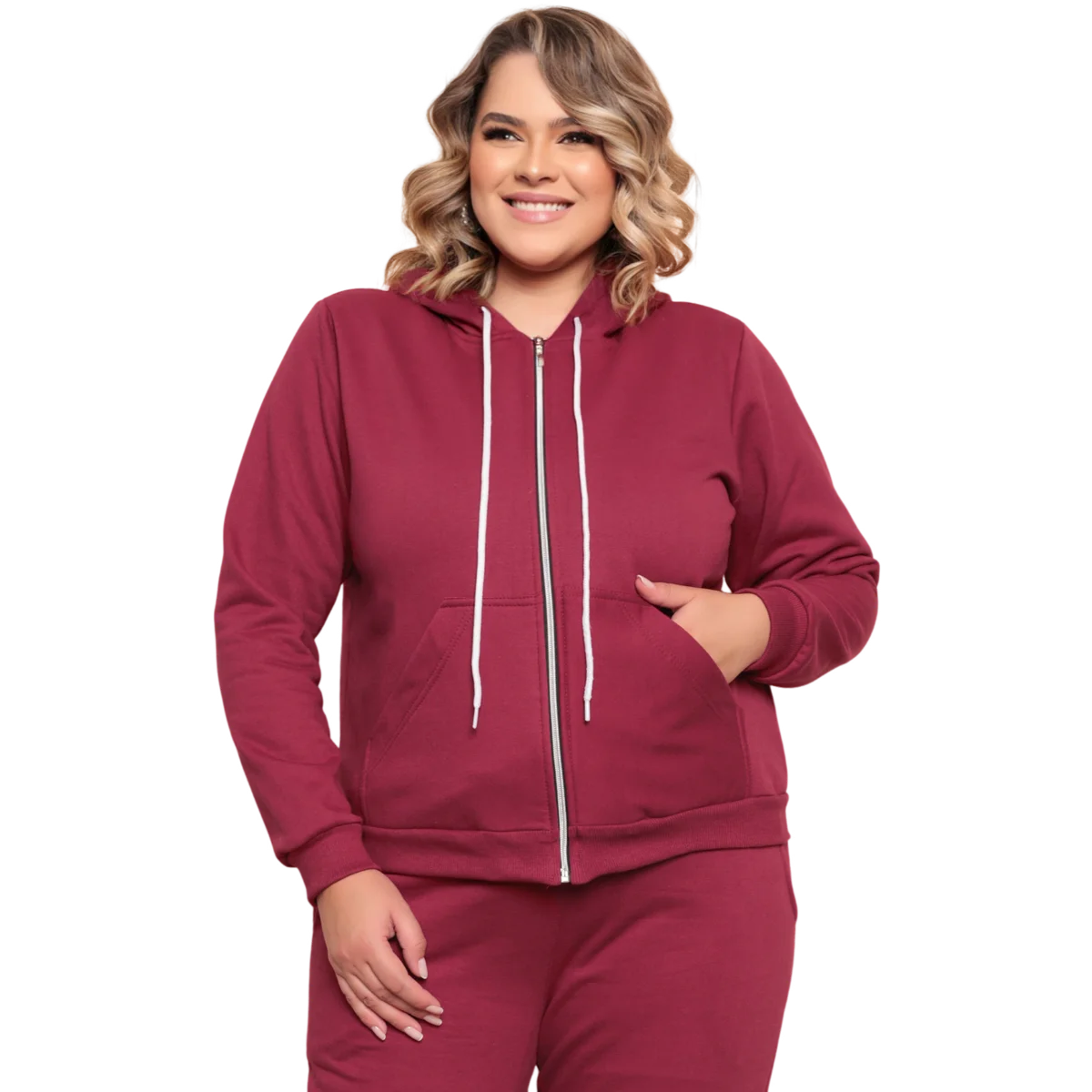 Casaco feminino moletom plus size