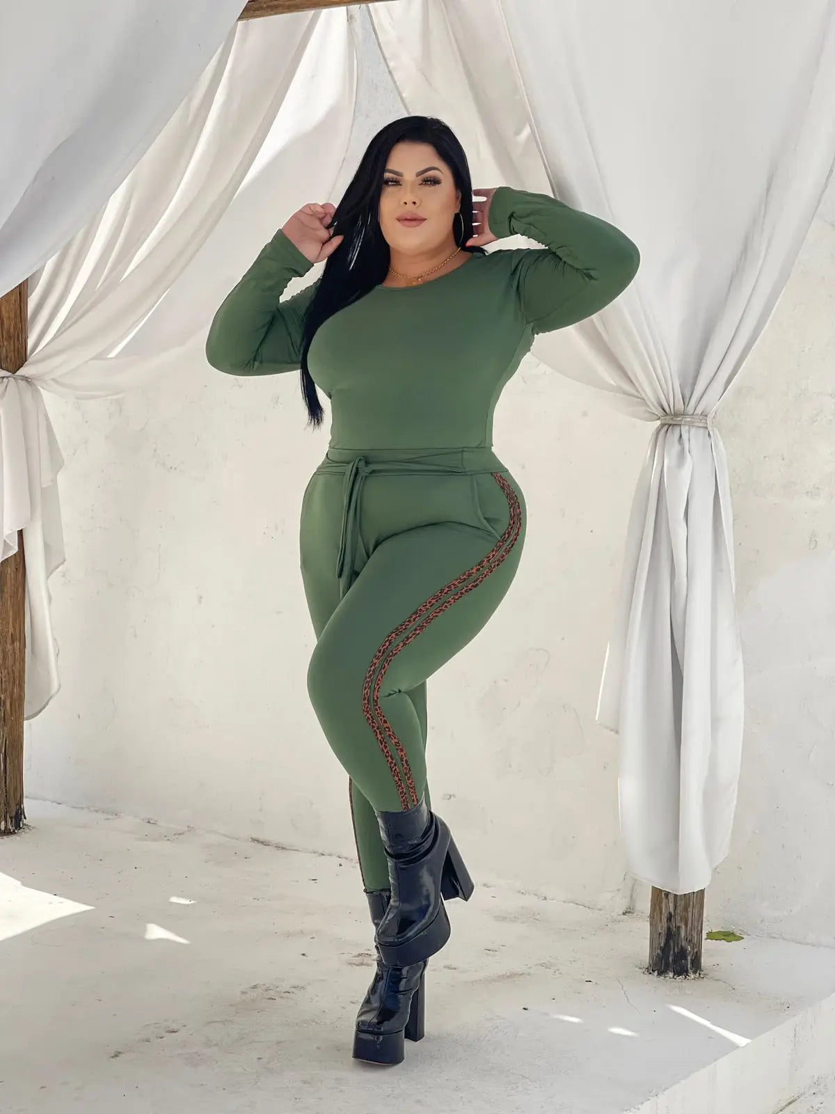 Conjunto Calça e Blusa Manga Longa Plus Size