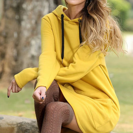 Vestido Moletom com Bolso e Capuz