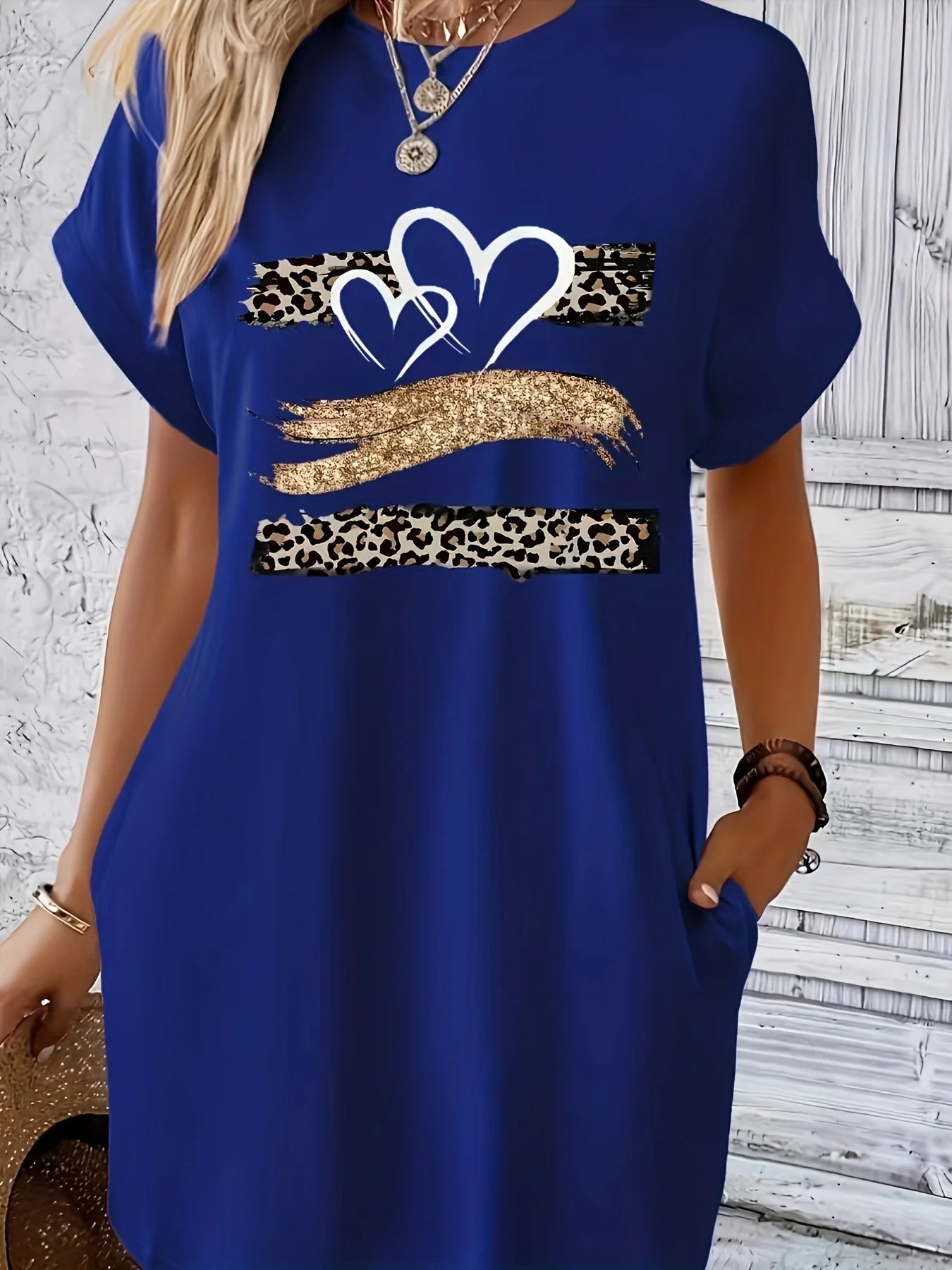 Vestido camiseta de malha casual feminino