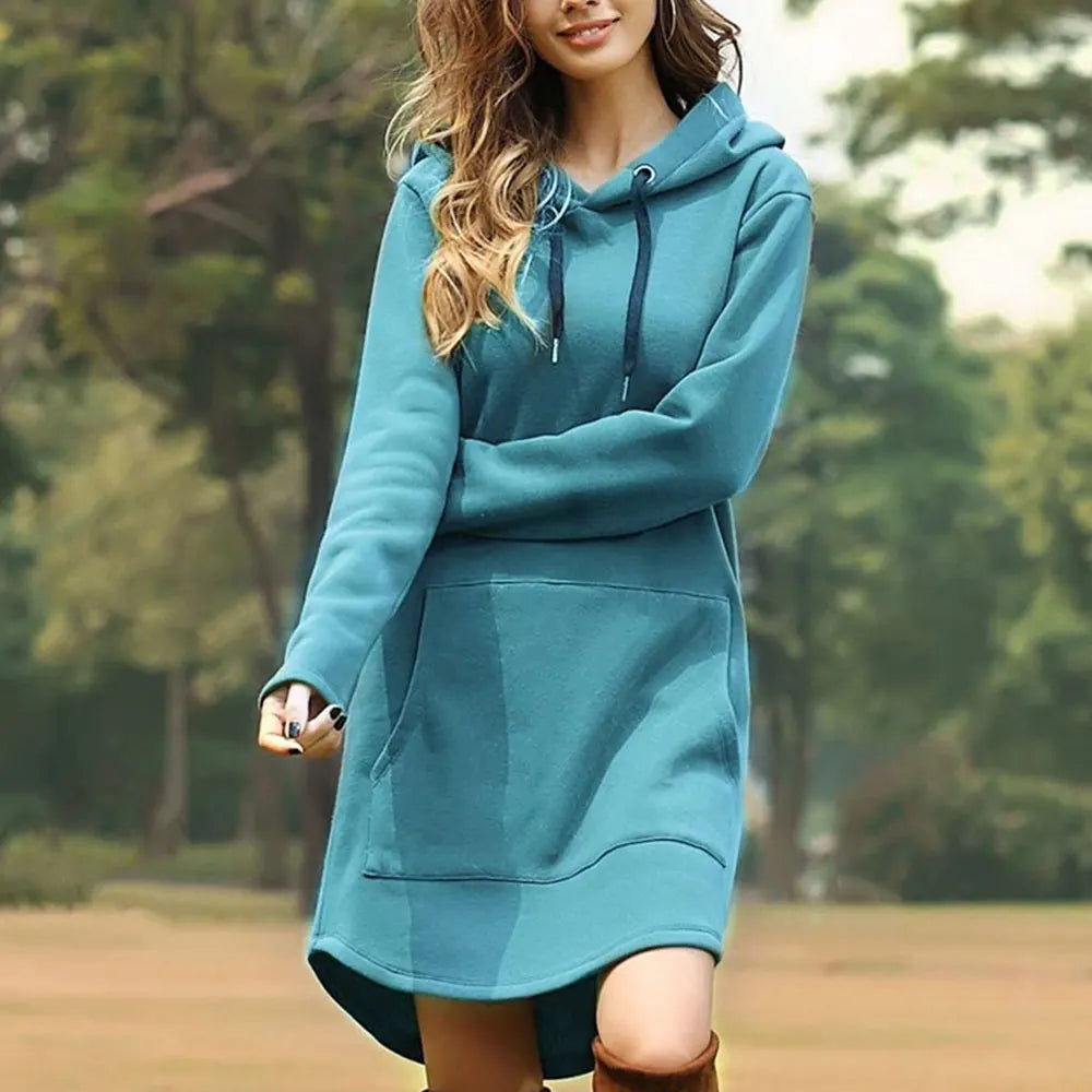 Vestido Moletom com Bolso e Capuz
