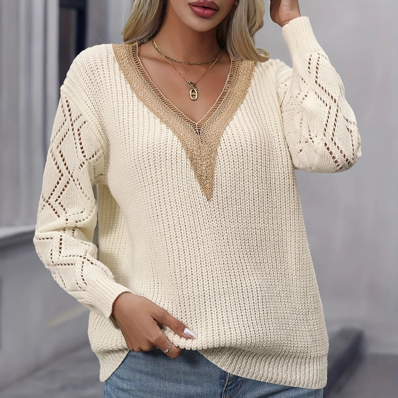Blusa manga longa tricot