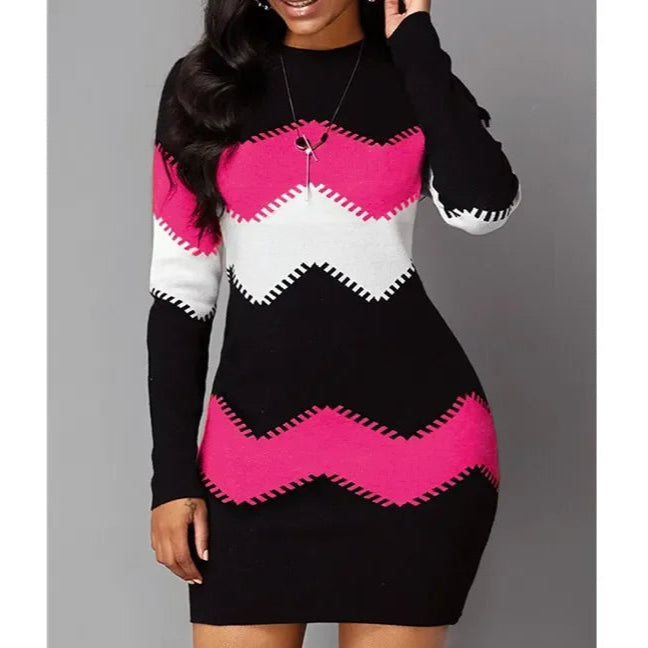 Vestido feminino de outono, estilo hip hop, vintage, com listras casual