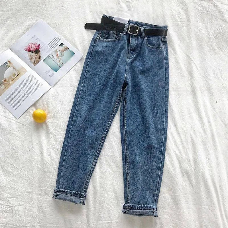 Calça jeans reta de cintura alta