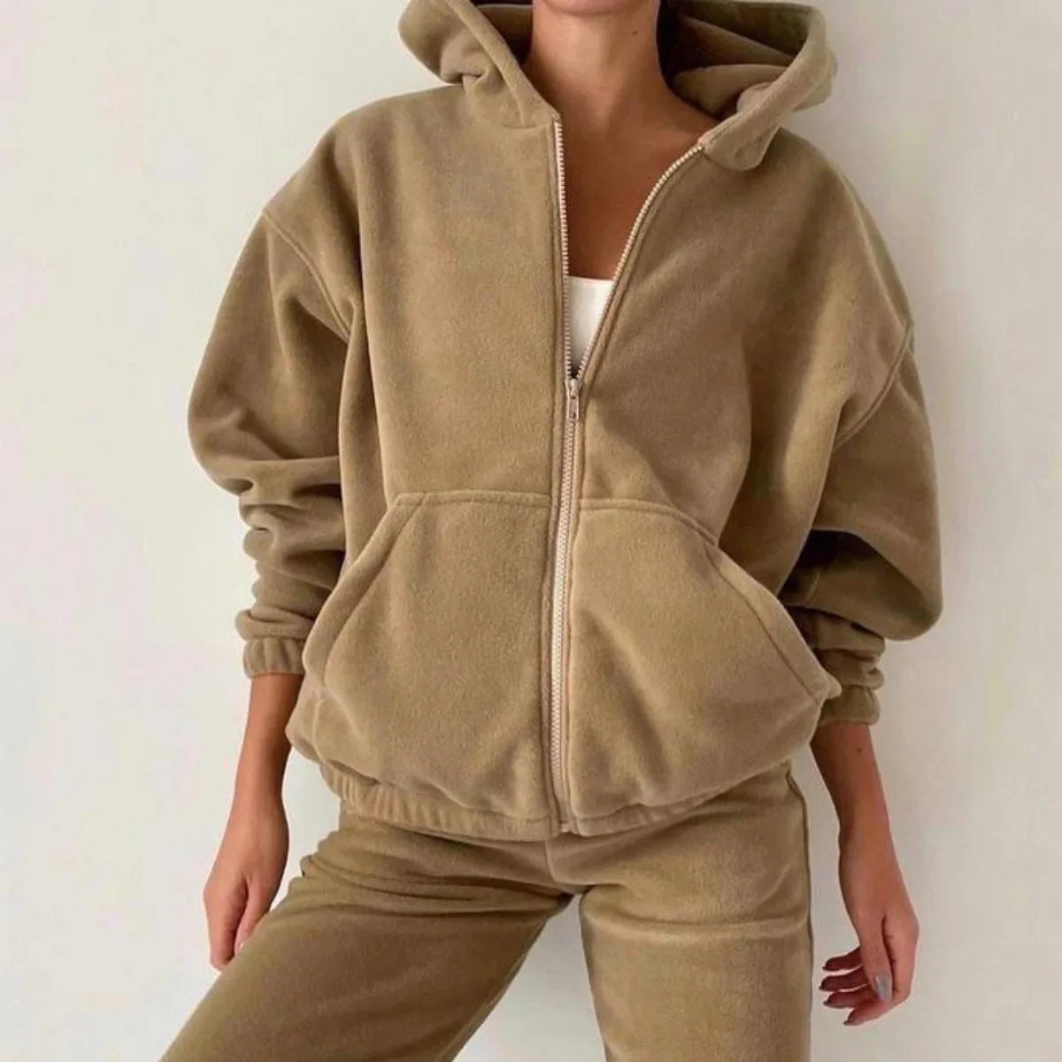 Conjunto de moletom esportivo da moda outono inverno
