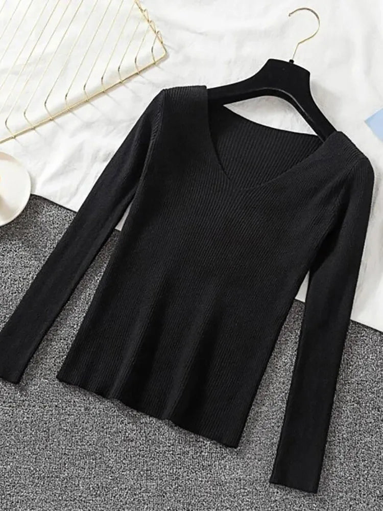 Blusa básica de lanzinha decote em v