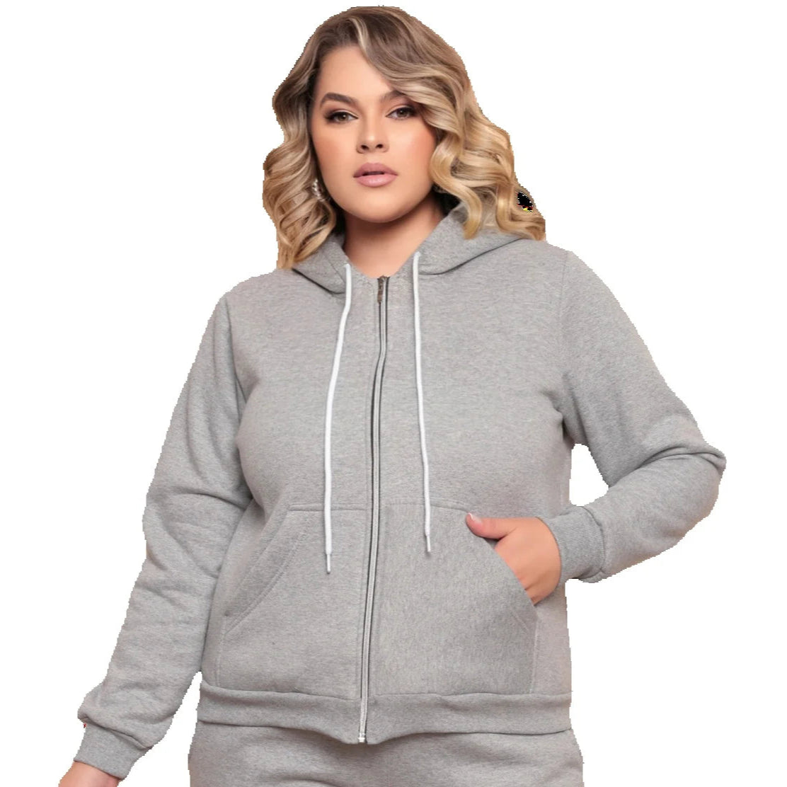 Casaco feminino moletom plus size