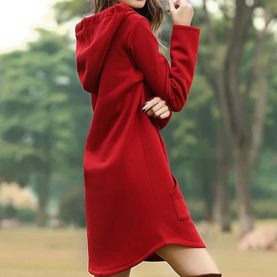 Vestido Moletom com Bolso e Capuz