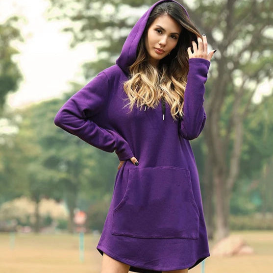 Vestido Moletom com Bolso e Capuz