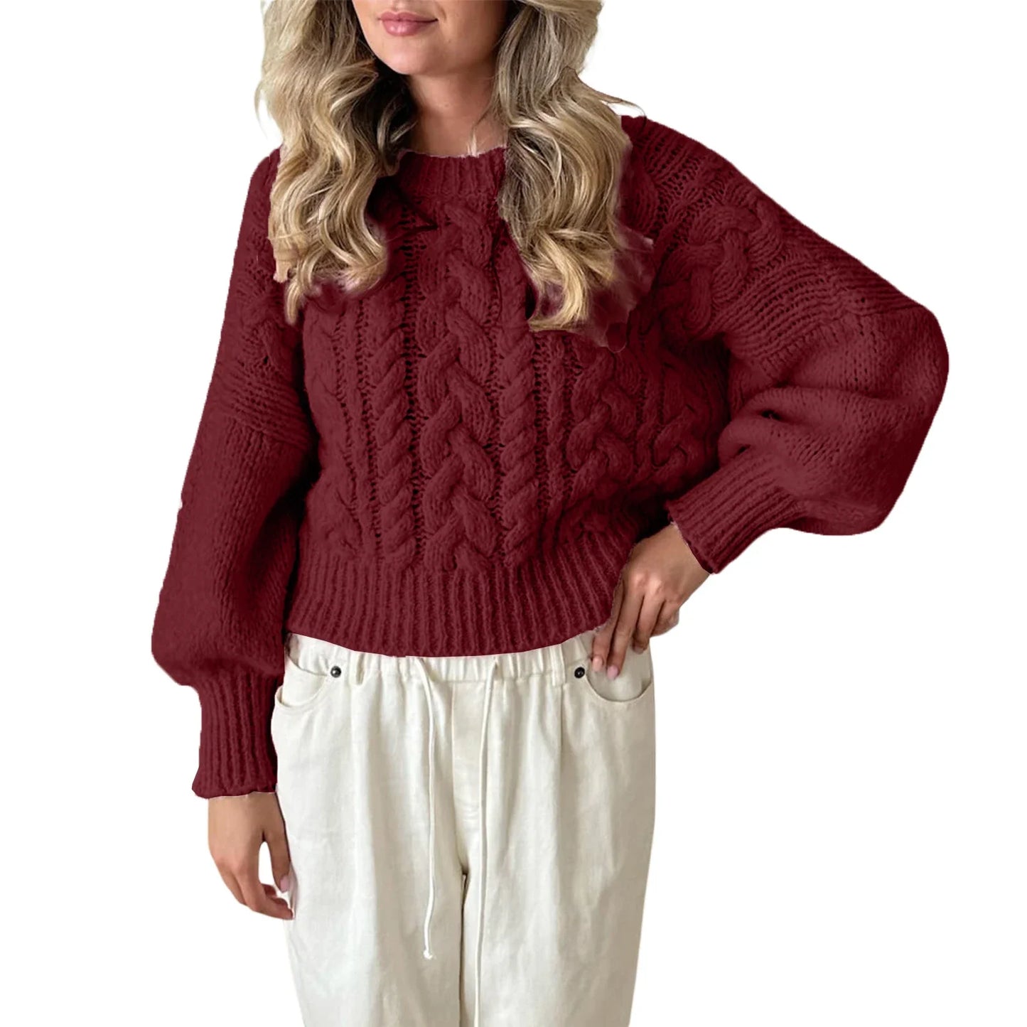 Blusa de lã frente trançada curta