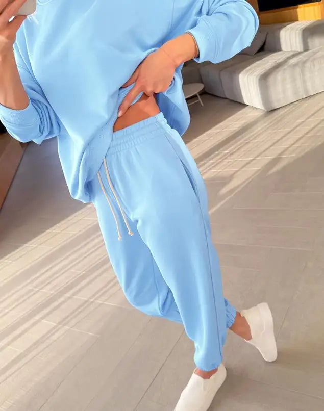 Conjunto de moletom esportivo feminino fino para primavera
