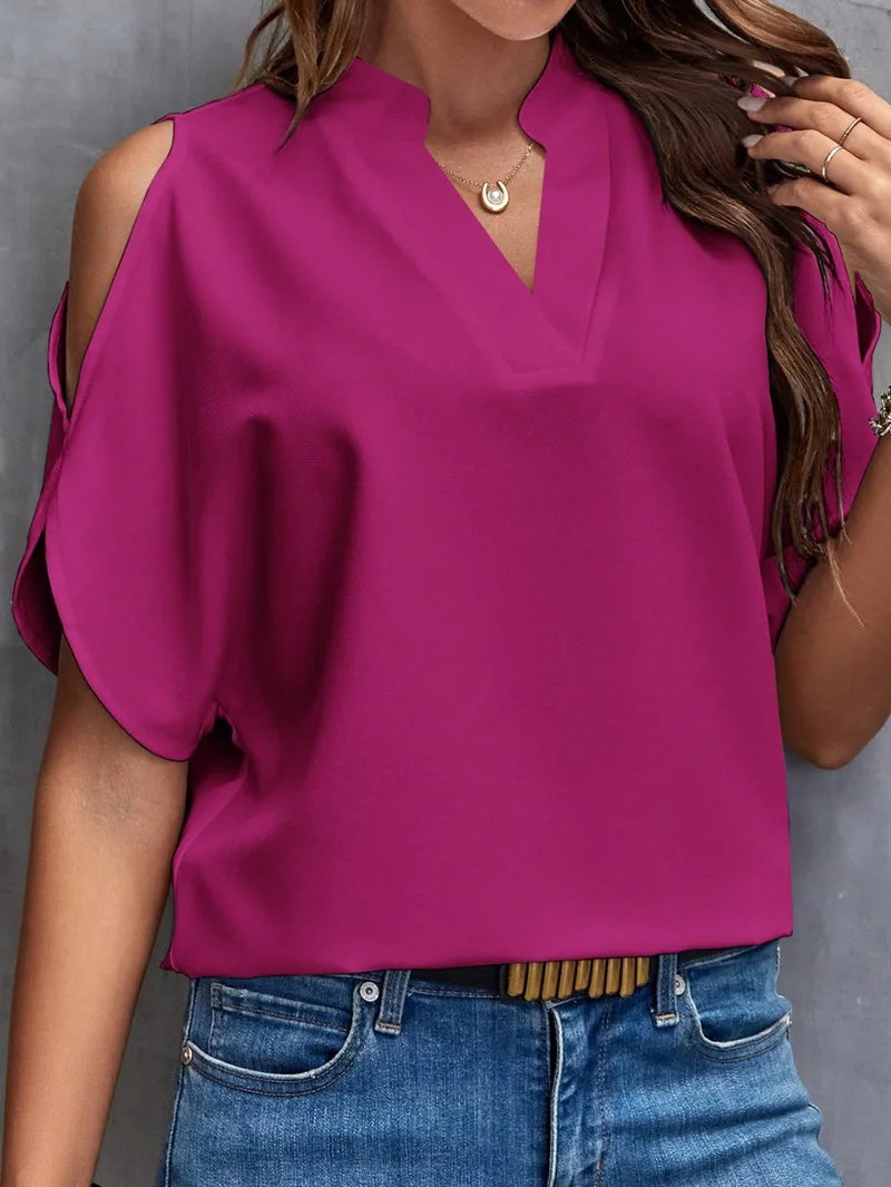 Blusa feminina sem mangas com decote em V
