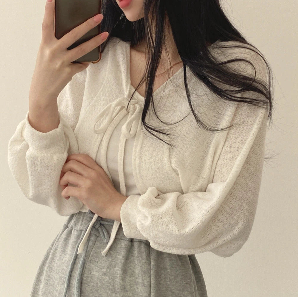 Cardigan curto de malha