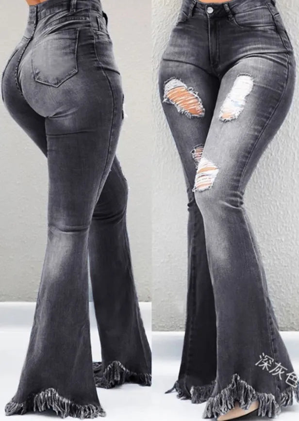 Calça jeans feminina moda outono cintura alta lisa skinny