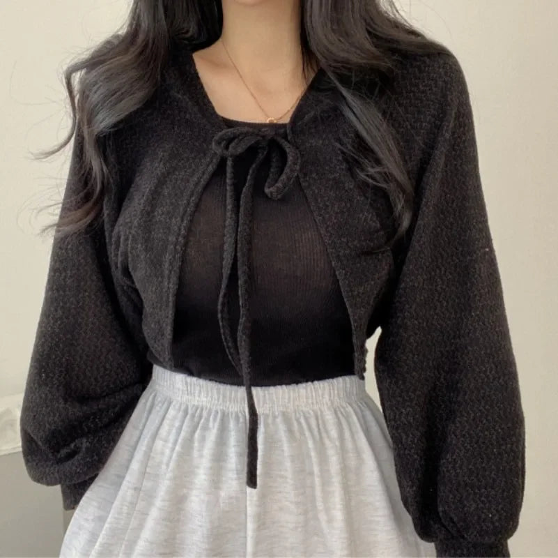Cardigan curto de malha