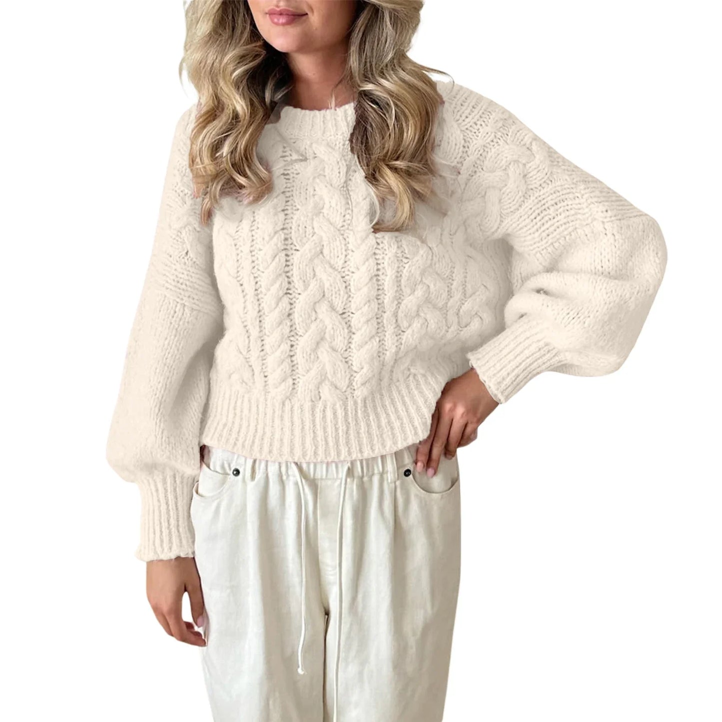 Blusa de lã frente trançada curta
