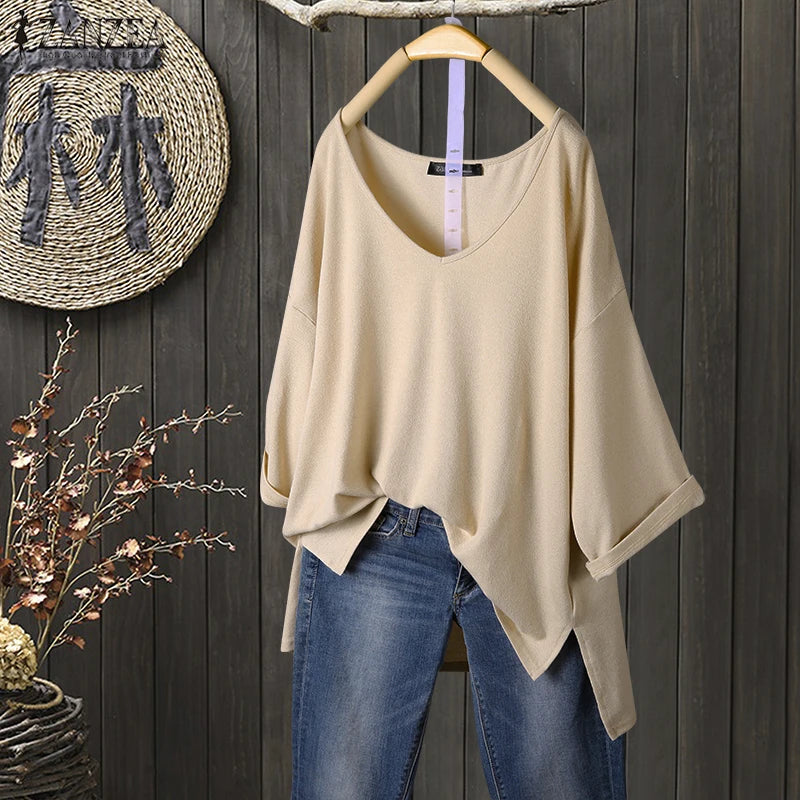 Blusa feminina decote em V manga 3/4