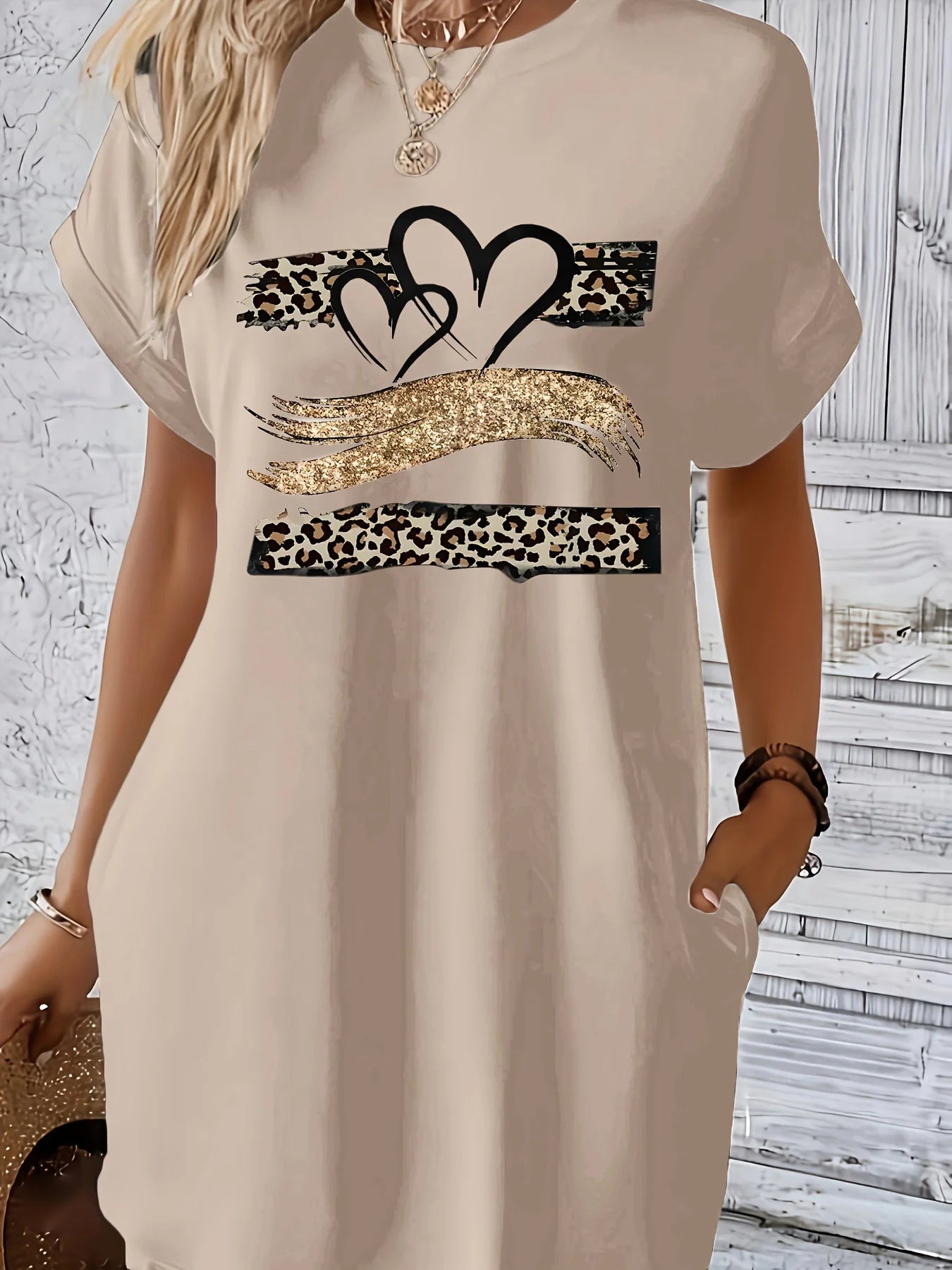 Vestido camiseta de malha casual feminino