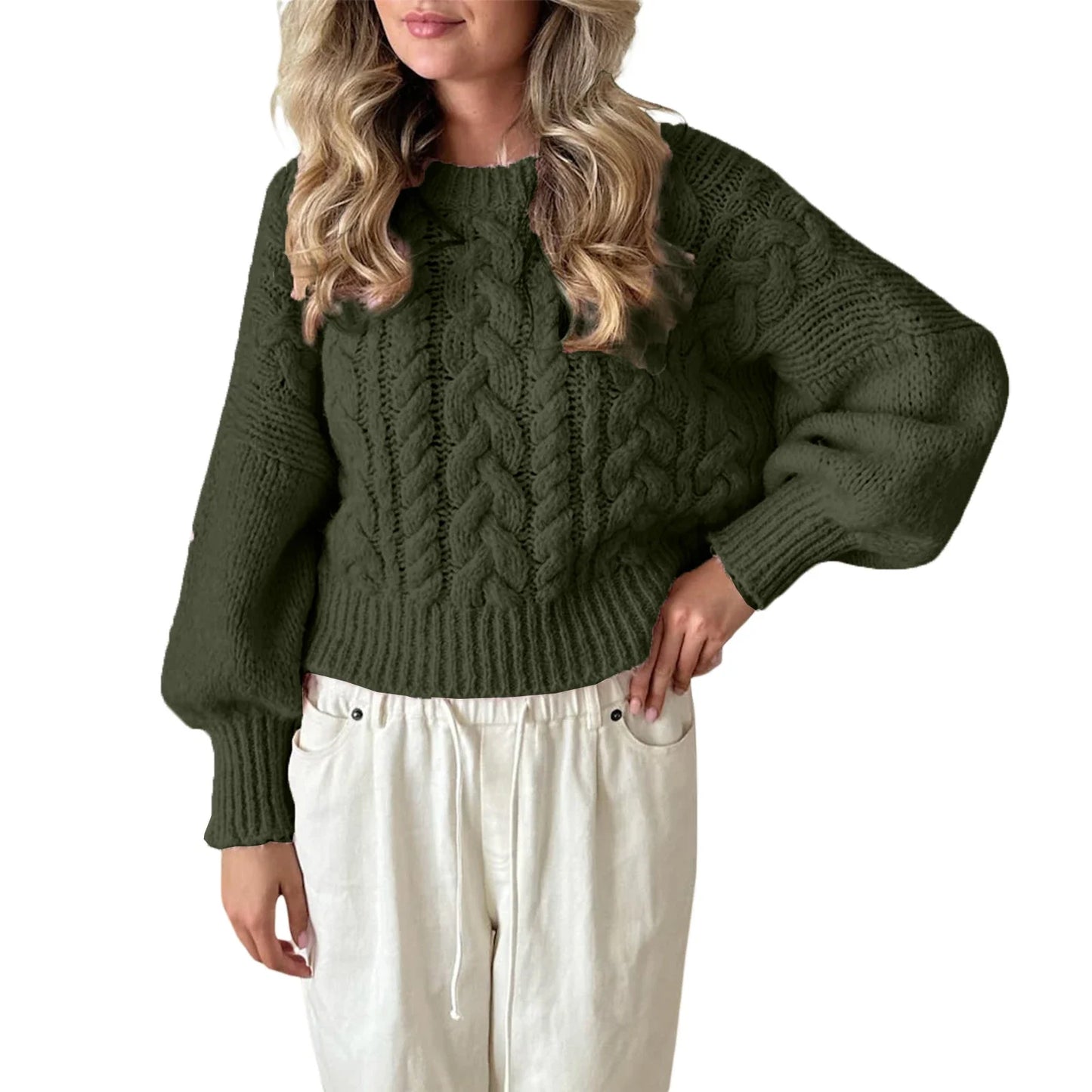 Blusa de lã frente trançada curta