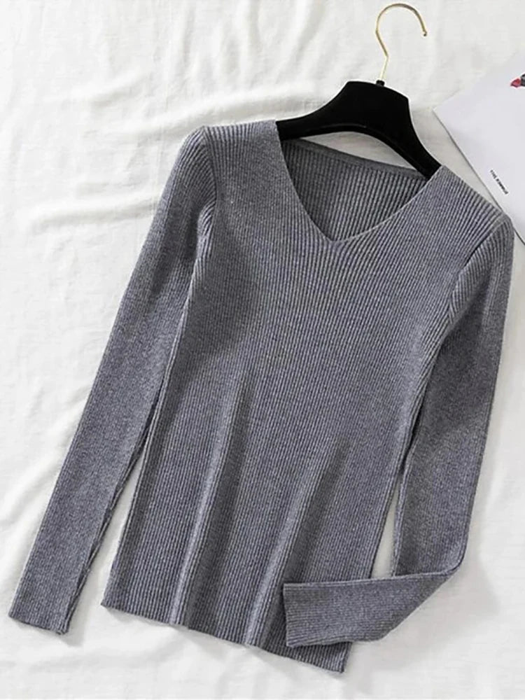 Blusa básica de lanzinha decote em v
