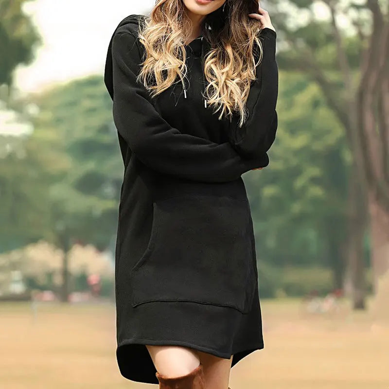Vestido Moletom com Bolso e Capuz