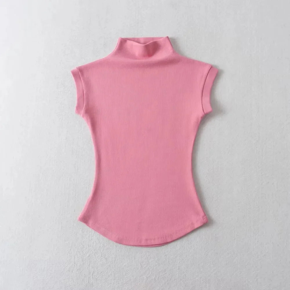 Blusa feminina de verão gola alta