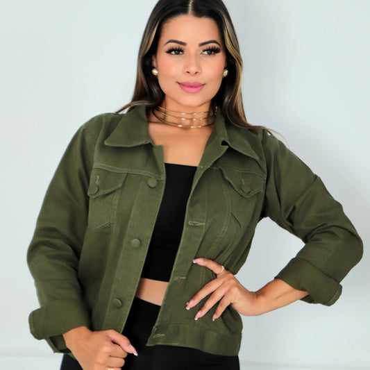 Jaqueta Sarja Feminina Com Botão