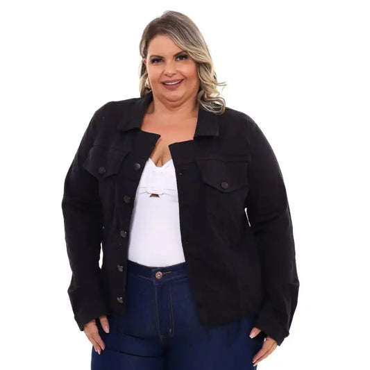 Jaqueta Jeans Feminina Plus Size