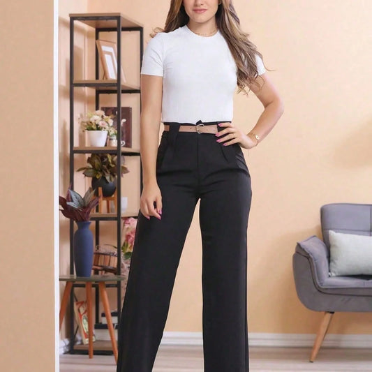 Calça alfaiaria feminina com Anel larga Reto