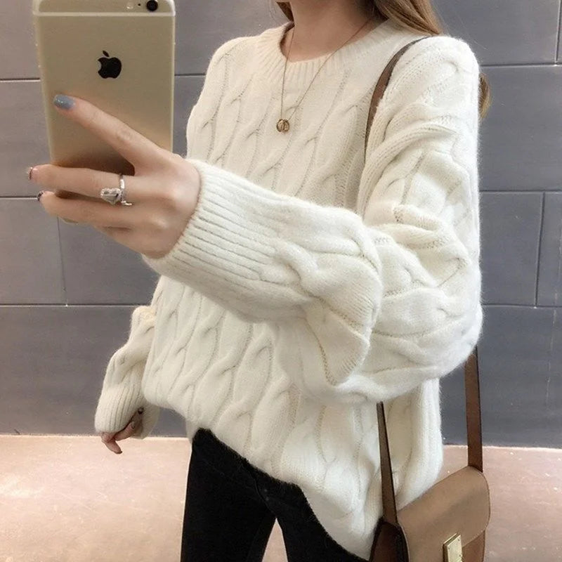 Blusa de lã gola redonda