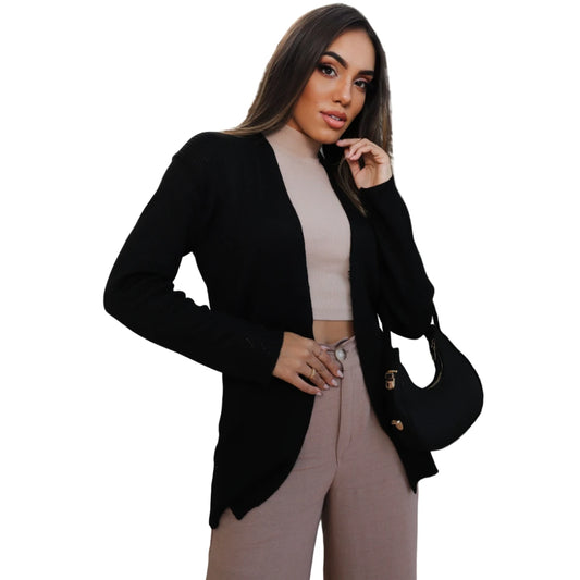 Cardigan tricot manga longa