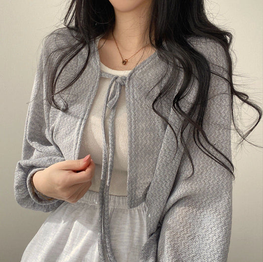 Cardigan curto de malha