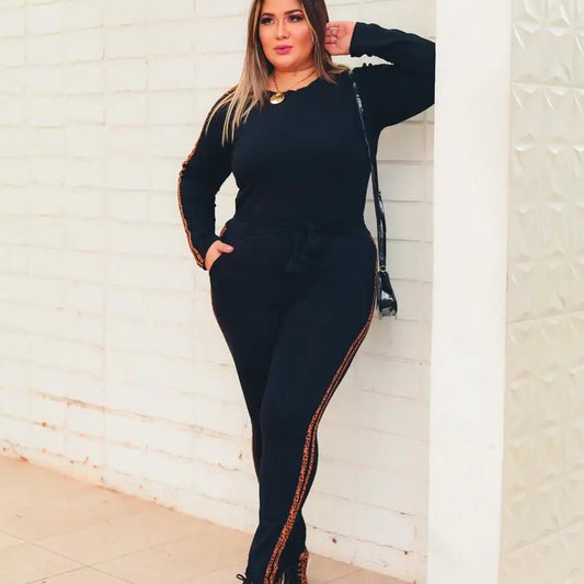 Conjunto Calça e Blusa Manga Longa Plus Size