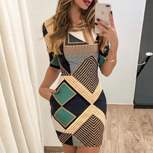 Vestido primavera/verão estampa geométrica
