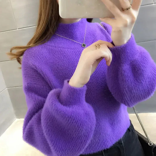 Blusa de lã manga lanterna