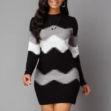 Vestido feminino de outono, estilo hip hop, vintage, com listras casual