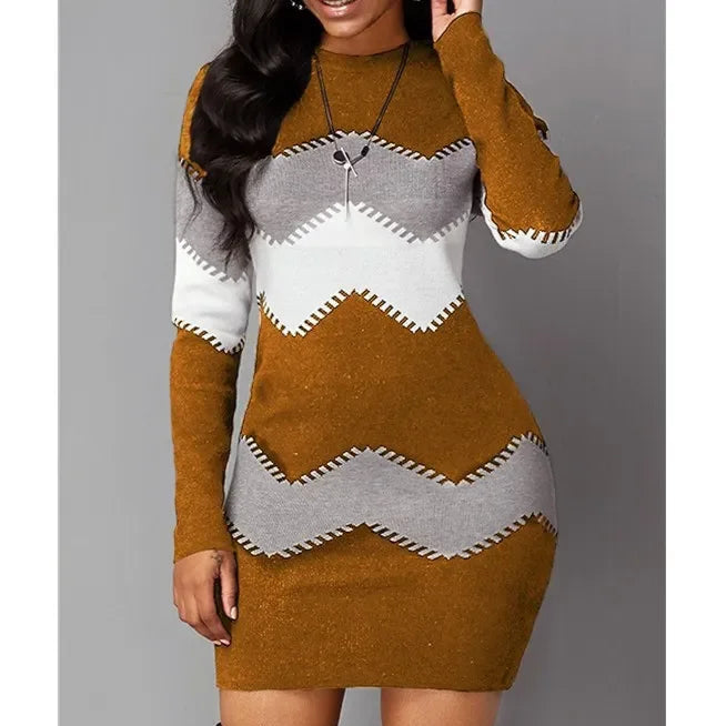 Vestido feminino de outono, estilo hip hop, vintage, com listras casual