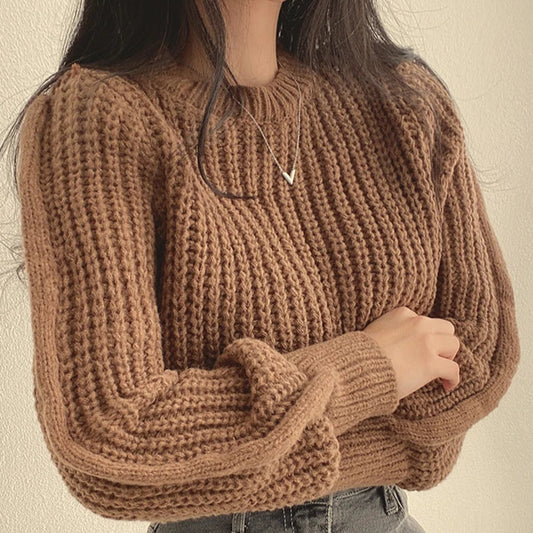 Blusa tricot cropped feminino
