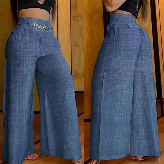 Calça de cintura alta, pernas largas