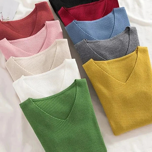 Blusa básica de lanzinha decote em v