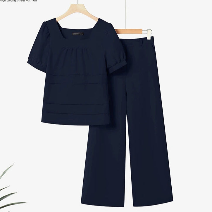 Conjunto blusa plissada Calça