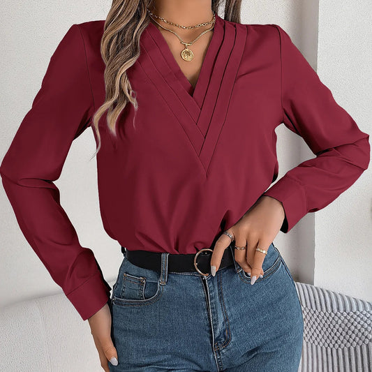 camisa decote v casual