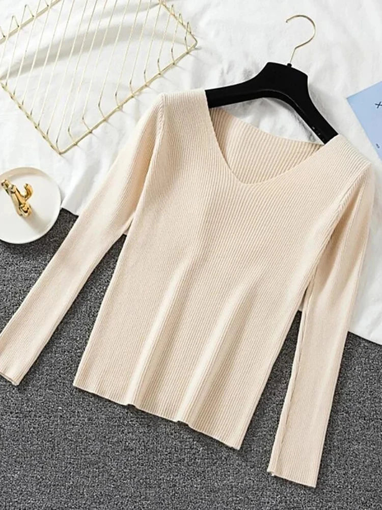 Blusa básica de lanzinha decote em v